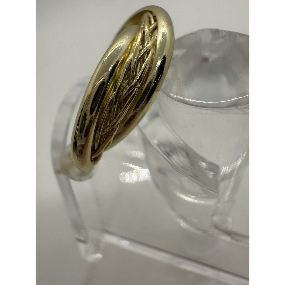 Braid Twist C-Shaped Open Hoop Earrings Gold Plated Sterling Silver 925 UTC CN - Picture 7 of 11